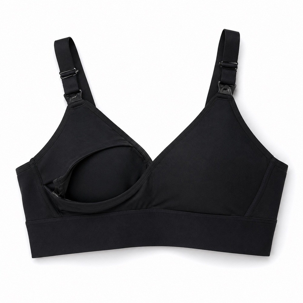 Fabletics Maternity Nursing Sports Bra Black Wireless Clip XS NWT